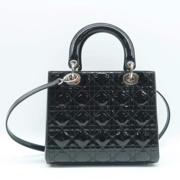 Dior Handbags - 100% Authentic Dior Lady Black Patent Leather Satchel Bag
